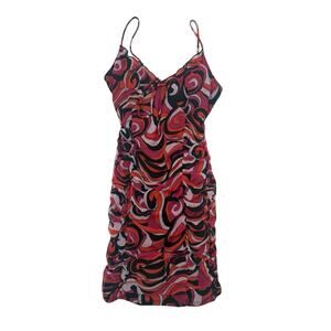 Y2K Body Con Ruched Dress Chocolate Brand Size Medium Spaghetti Strap‎ Pink Red